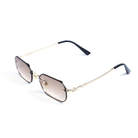 Унісекс сонцезахисні окуляри 13400 золоті з коричневою лінзою 