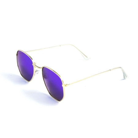 Унісекс сонцезахисні окуляри 13407 золоті з синьою лінзою 