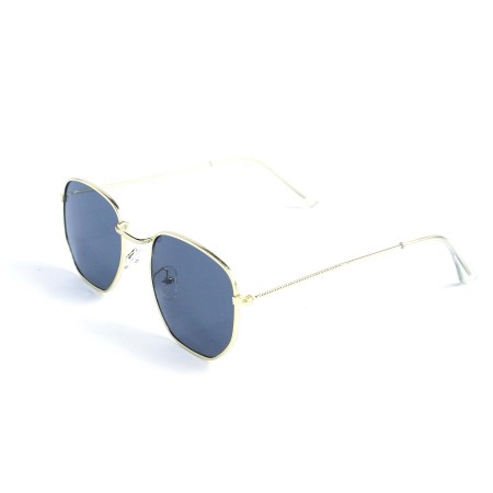 Унісекс сонцезахисні окуляри 13409 золоті з чорною лінзою 