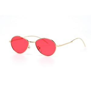 Имиджевые сонцезащитные очки 10838 золотые с красной линзой 