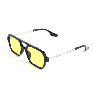 Унисекс сонцезащитные очки 13449 чёрные с жёлтой линзой 