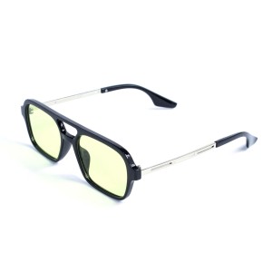 Унісекс сонцезахисні окуляри 13451 чорні з лаймовою лінзою 