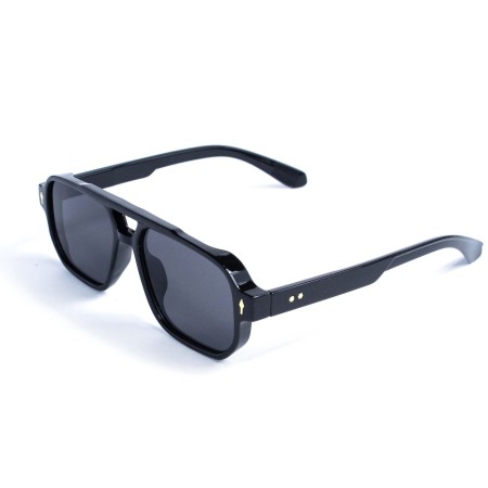 Унисекс сонцезащитные очки 13468 чёрные с чёрной линзой 