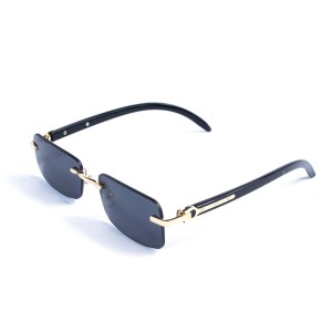 Унісекс сонцезахисні окуляри 13475 золоті з чорною лінзою 
