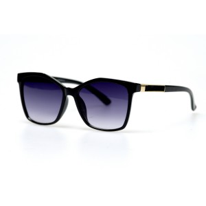 Женские сонцезащитные очки 10861 чёрные с синей линзой 