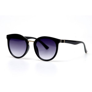 Женские сонцезащитные очки 10867 чёрные с фиолетовой линзой 