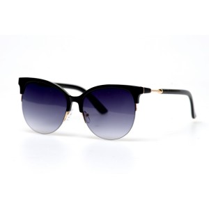 Женские сонцезащитные очки 10870 чёрные с синей линзой 