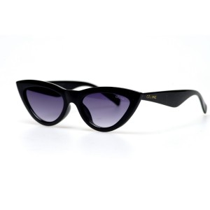 Женские сонцезащитные очки 10961 чёрные с чёрной линзой 