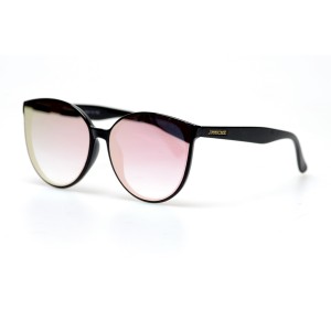 Женские сонцезащитные очки 11006 чёрные с розовой линзой 