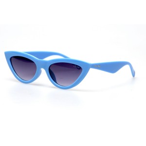 Женские сонцезащитные очки 11015 голубые с чёрной линзой 