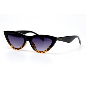 Женские сонцезащитные очки 11016 леопардовые с чёрной линзой 