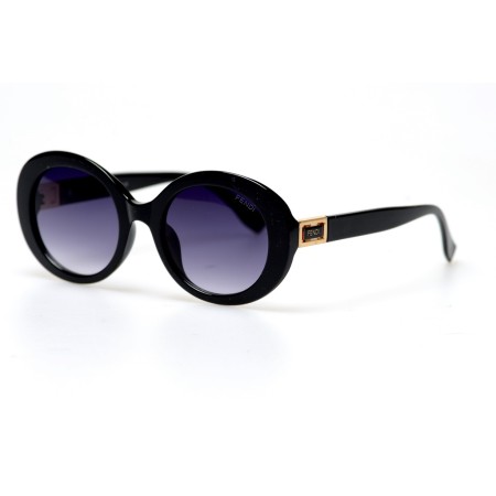 Жіночі сонцезахисні окуляри 11017 чорні з чорною лінзою 