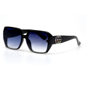 Женские сонцезащитные очки 11019 чёрные с чёрной линзой 