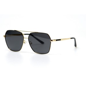 Мужские сонцезащитные очки 10909 золотые с чёрной линзой 