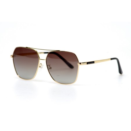 Мужские сонцезащитные очки 10916 золотые с коричневой линзой 