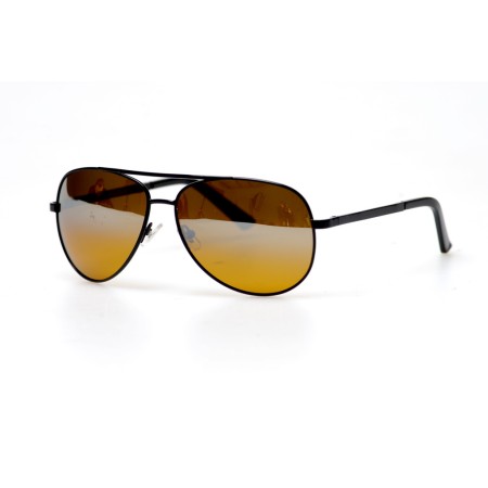 Водительские сонцезащитные очки авиатор 10741 чёрные с коричневой линзой 