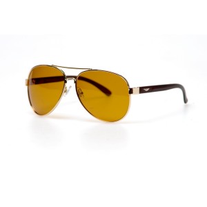 Водительские сонцезащитные очки авиатор 10742 золотые с коричневой линзой 