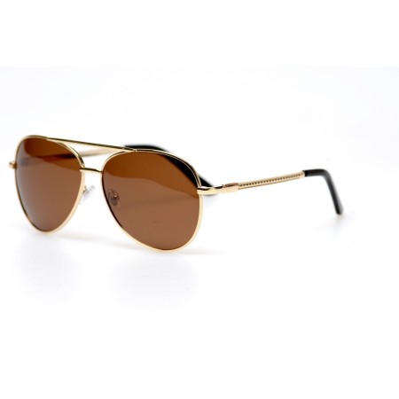 Cонцезахисні окуляри для водіїв авіатор 11051 золоті з коричневою лінзою 