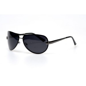 Водительские сонцезащитные очки авиатор 11054 чёрные с чёрной линзой 