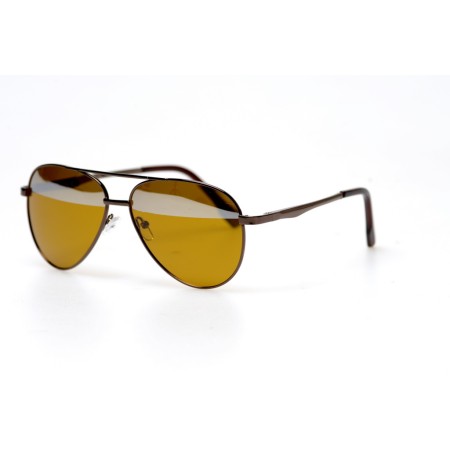 Водительские сонцезащитные очки авиатор 11061 коричневые с жёлтой линзой 
