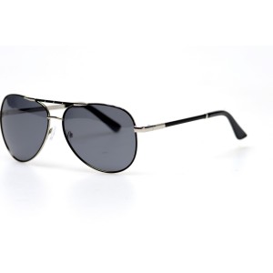 Водительские сонцезащитные очки авиатор 11070 серебряные с чёрной линзой 