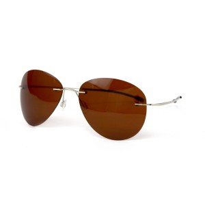 Cонцезахисні окуляри для водіїв авіатор 12093 срібні з коричневою лінзою 