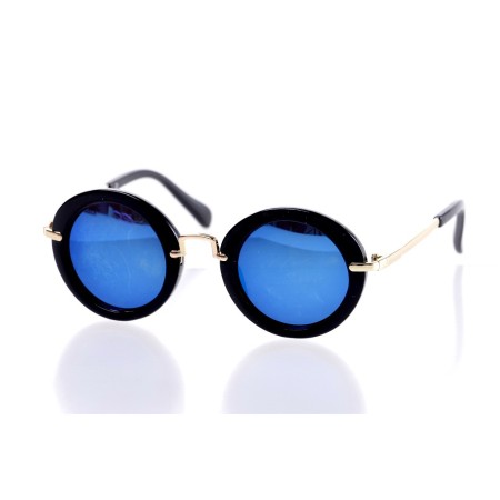 Дитячі сонцезахисні окуляри 10439 чорні з синьою лінзою 