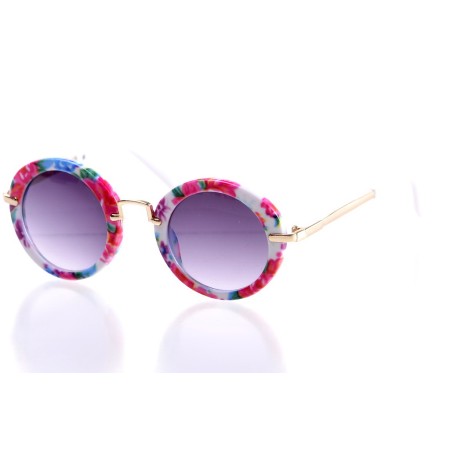 Детские сонцезащитные очки 10443 принт с фиолетовой линзой 