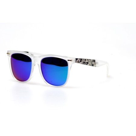 Дитячі сонцезахисні окуляри 11047 білі з синьою лінзою 