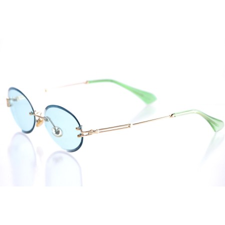 Іміджеві сонцезахисні окуляри 10096 золоті з блакитною лінзою 