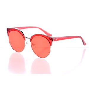 Имиджевые сонцезащитные очки 10321 серебряные с красной линзой 