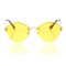 Имиджевые сонцезащитные очки 10324 золотые с жёлтой линзой . Photo 2