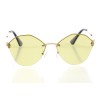 Іміджеві сонцезахисні окуляри 10325 золоті з зеленою лінзою 