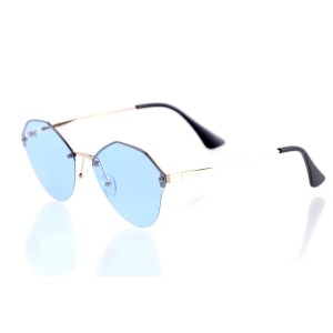 Іміджеві сонцезахисні окуляри 10328 золоті з синьою лінзою 