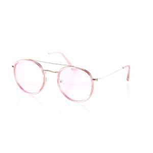 Имиджевые сонцезащитные очки 10344 золотые с розовой линзой 