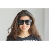 Женские сонцезащитные очки 7448 чёрные с фиолетовой линзой 