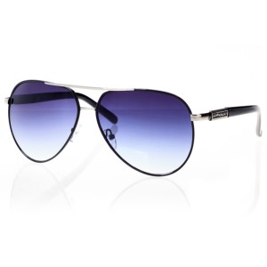 Жіночі сонцезахисні окуляри Краплі 7369 чорні з синьою лінзою 