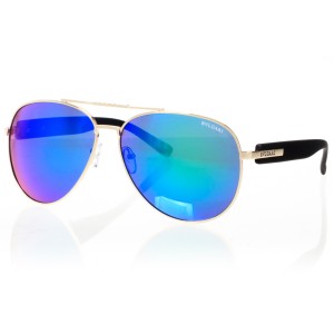 Жіночі сонцезахисні окуляри Краплі 7437 чорні з синьою лінзою 