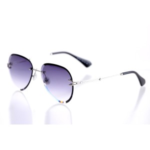 Жіночі сонцезахисні окуляри Краплі 10110 срібні з фіолетовою лінзою 