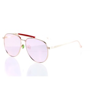Жіночі сонцезахисні окуляри Краплі 10245 золоті з рожевою лінзою 