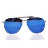Женские сонцезащитные очки Капли 10246 серебряные с синий линзой 