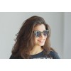 Женские сонцезащитные очки 7486 чёрные с фиолетовой линзой 