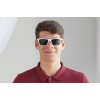 Мужские сонцезащитные очки 7445 белые с чёрной линзой 
