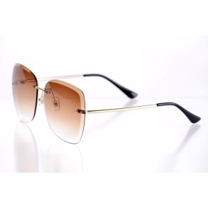 Женские сонцезащитные очки Классика 10099 золотые с коричневой линзой 