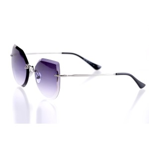Женские сонцезащитные очки Классика 10111 серебряные с фиолетовой линзой 