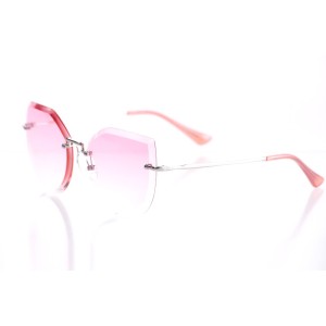 Женские сонцезащитные очки Классика 10112 серебряные с розовой линзой 