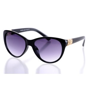 Женские сонцезащитные очки Классика 10191 чёрные с фиолетовой линзой 