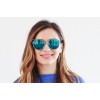 Женские сонцезащитные очки 8354 металлик с зелёной линзой 