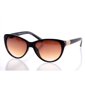 Женские сонцезащитные очки Классика 10192 чёрные с коричневой линзой 