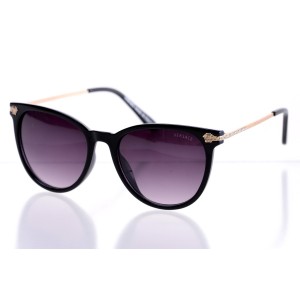 Женские сонцезащитные очки Классика 10201 чёрные с чёрной линзой 